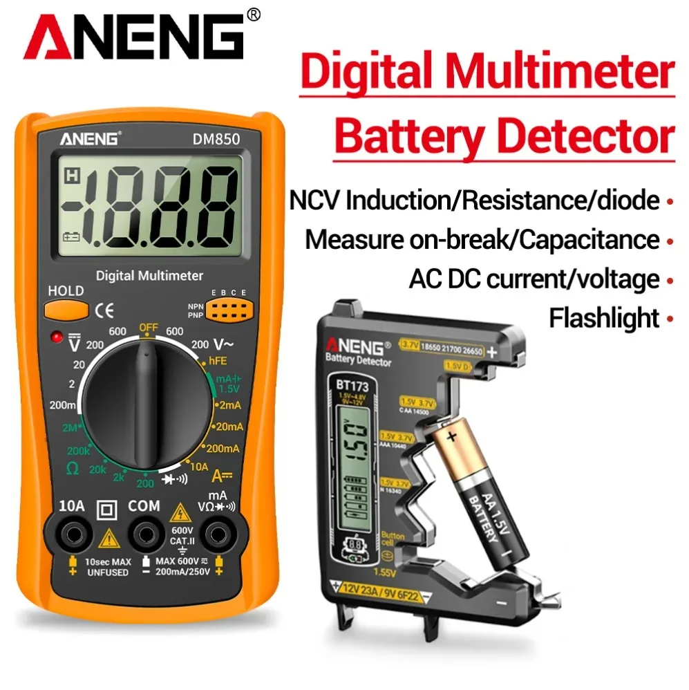 Professional Digital Multimeter Battery Tester kit ANENG 1999 Counts Auto AC/DC Votage Tester Ohm Current Ammeter Detector Tools
Professional Digital Multimeter Battery Tester kit ANENG 1999 Counts Auto AC/DC Votage Tester Ohm Current Ammeter Detector Tools