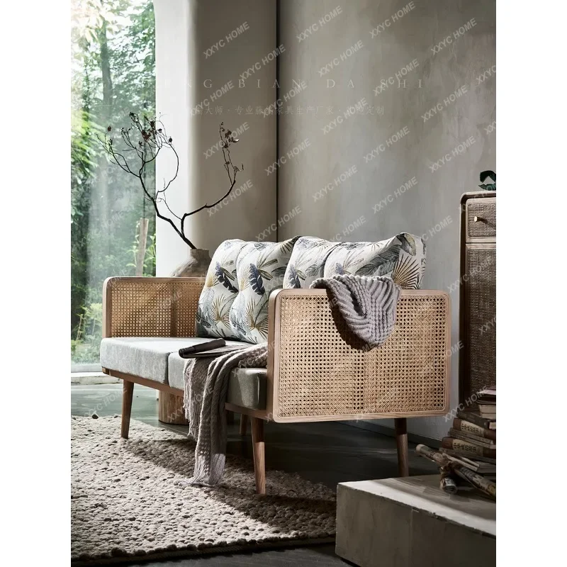 Solid Wood Rattan Sofa Bed & Breakfast Living Room Double Three-Person Rattan Chair Model Room Furniture
Solid Wood Rattan Sofa Bed & Breakfast Living Room Double Three-Person Rattan Chair Model Room Furniture