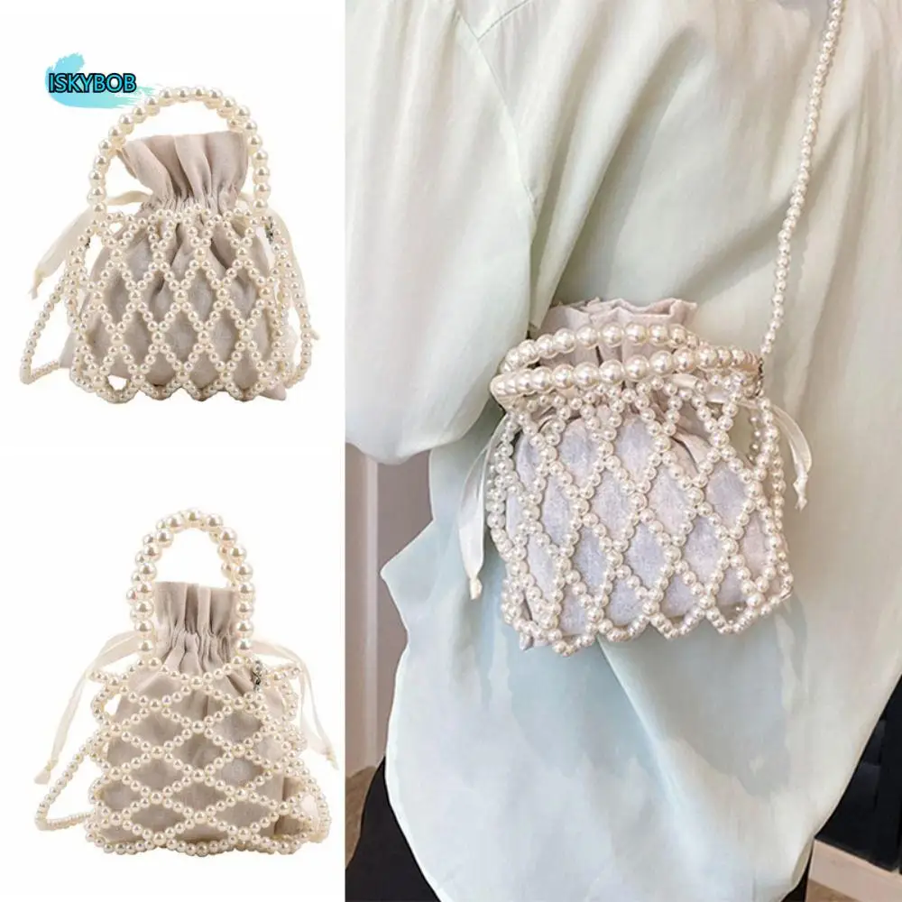 Bead String Pearl Bucket Bag Portable Hollowing Out Crossbody Bag with Drawstring Bag Handmade Weave Pearl Shopper Tote Shopping
Bead String Pearl Bucket Bag Portable Hollowing Out Crossbody Bag with Drawstring Bag Handmade Weave Pearl Shopper Tote Shopping