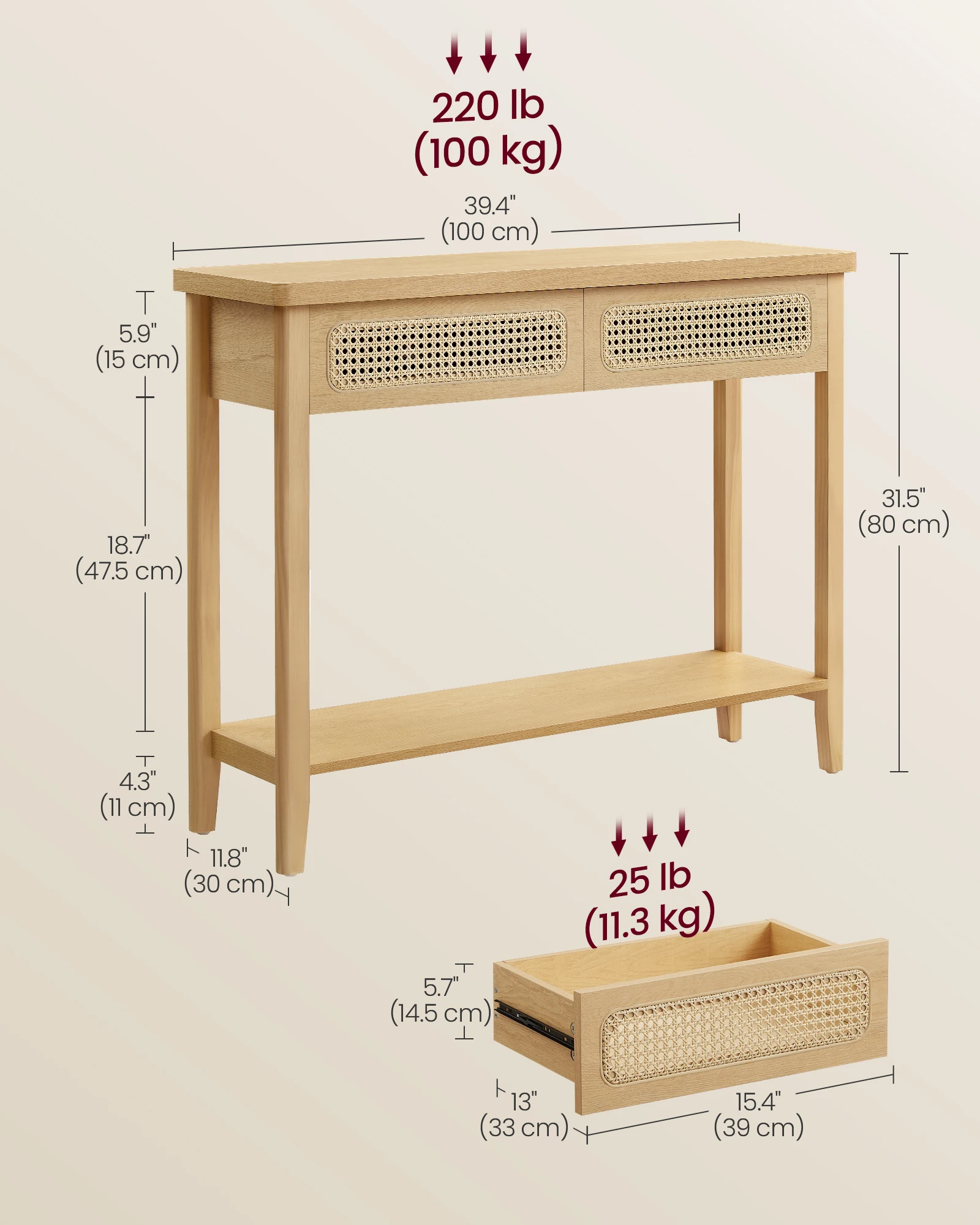 2 Drawers Storage Rounded Corners Style Sofa Table Rattan Console Table Boho Style Narrow Entryway Table
2 Drawers Storage Rounded Corners Style Sofa Table Rattan Console Table Boho Style Narrow Entryway Table