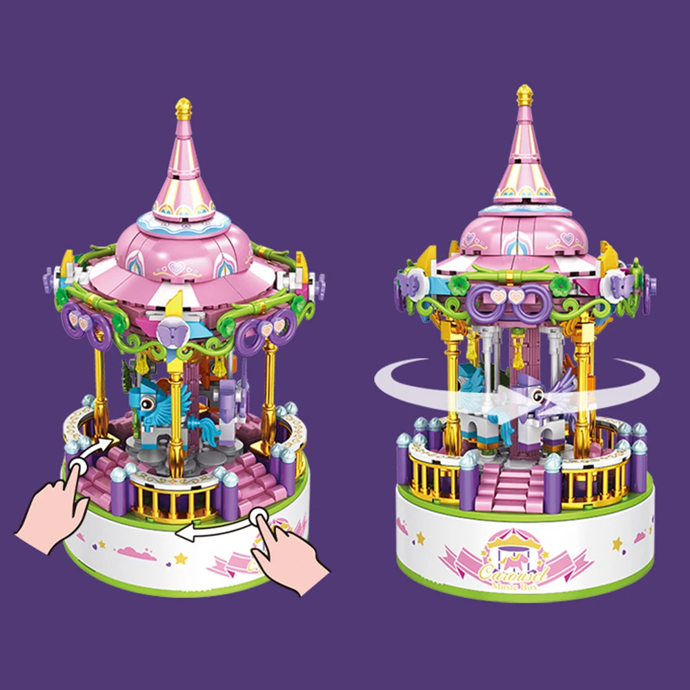 Creative Music Box Amusement Park Rides Merry-go-round Building Block Carrousel Construction Sets Bricks Educational Toys
Creative Music Box Amusement Park Rides Merry-go-round Building Block Carrousel Construction Sets Bricks Educational Toys