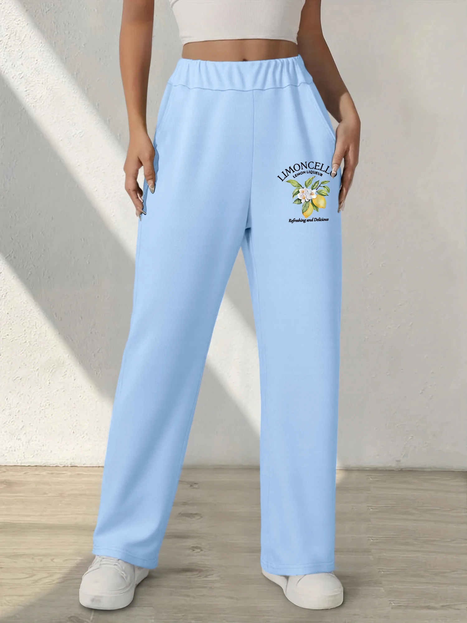 Women's High Waist Wide Leg Pants Limoncello Lemon Print Elastic Waist Casual Joggers With Side Pockets
Women's High Waist Wide Leg Pants Limoncello Lemon Print Elastic Waist Casual Joggers With Side Pockets