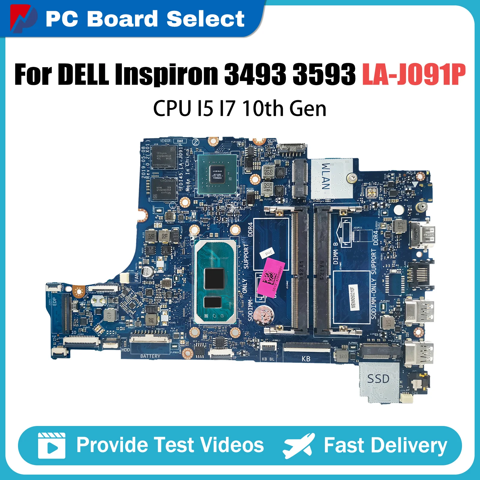 LA-J091P Mainboard For DELL Inspiron 3493 3593 3793 5493 Laptop Motherboard CN-035VMP CN-0N18YD With CPU I5 I7 10th Gen
LA-J091P Mainboard For DELL Inspiron 3493 3593 3793 5493 Laptop Motherboard CN-035VMP CN-0N18YD With CPU I5 I7 10th Gen