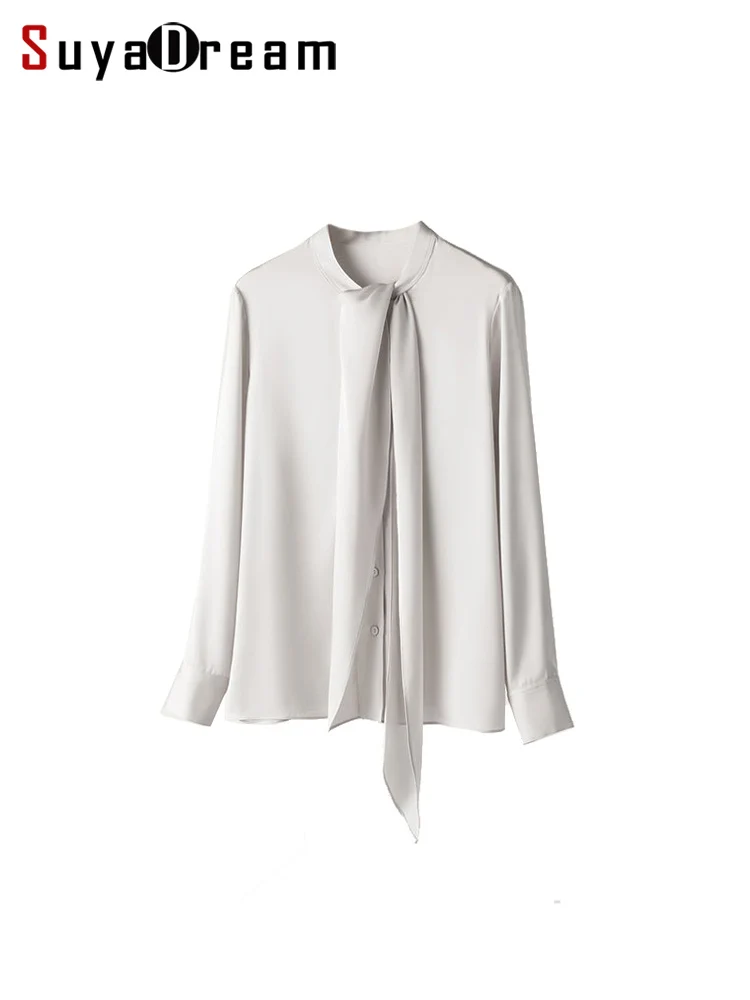 SuyaDream,Woman Solid Shirts, 93%Real Silk 7%Spandex, Bow Collar, Elegant Blouses, 2025 Spring Summer Office Lady Chic Top
SuyaDream,Woman Solid Shirts, 93%Real Silk 7%Spandex, Bow Collar, Elegant Blouses, 2025 Spring Summer Office Lady Chic Top