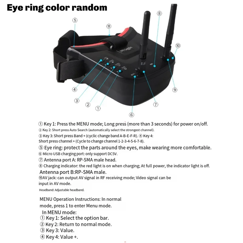 A33T-VR009 5.8G FPV Goggles With 40CH, 3-Inch 480X320 HD DVR Display For Camera Drones & RC Hobbies 
A33T-VR009 5.8G FPV Goggles With 40CH, 3-Inch 480X320 HD DVR Display For Camera Drones & RC Hobbies