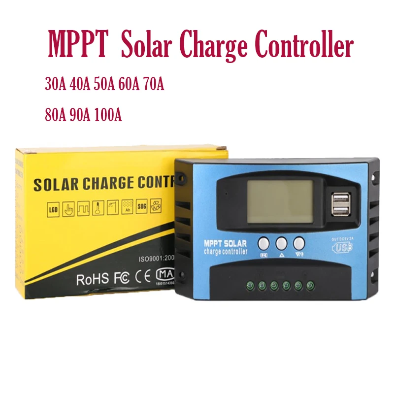 Solar Charge Controller MPPT 12V 24V Solar Panel Controller Dual USB DC Rechargeable Lithium Battery 30A 40A 50A 60A 70A 80A 90A
Solar Charge Controller MPPT 12V 24V Solar Panel Controller Dual USB DC Rechargeable Lithium Battery 30A 40A 50A 60A 70A 80A 90A