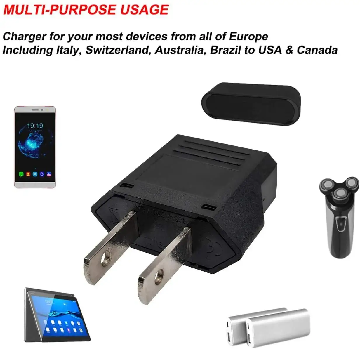 Universal EU AU US Adapter Plug 2 Flat Pin To EU 2 Round Pin Plug Socket Power Charger Travel Necessity Household Use
Universal EU AU US Adapter Plug 2 Flat Pin To EU 2 Round Pin Plug Socket Power Charger Travel Necessity Household Use