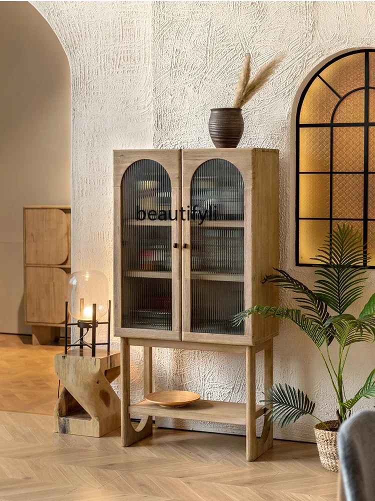 V Solid wood wine cabinet living room dining side cabinet retro Nordic designer display high cabinet against the wall
V Solid wood wine cabinet living room dining side cabinet retro Nordic designer display high cabinet against the wall