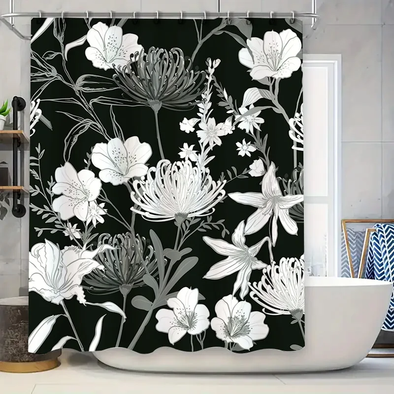 White and Grey Floral Shower Curtain Polyester Fabric Bathroom Decor for Wet Room Waterproof 240cmx180cm (Green Background)
White and Grey Floral Shower Curtain Polyester Fabric Bathroom Decor for Wet Room Waterproof 240cmx180cm (Green Background)