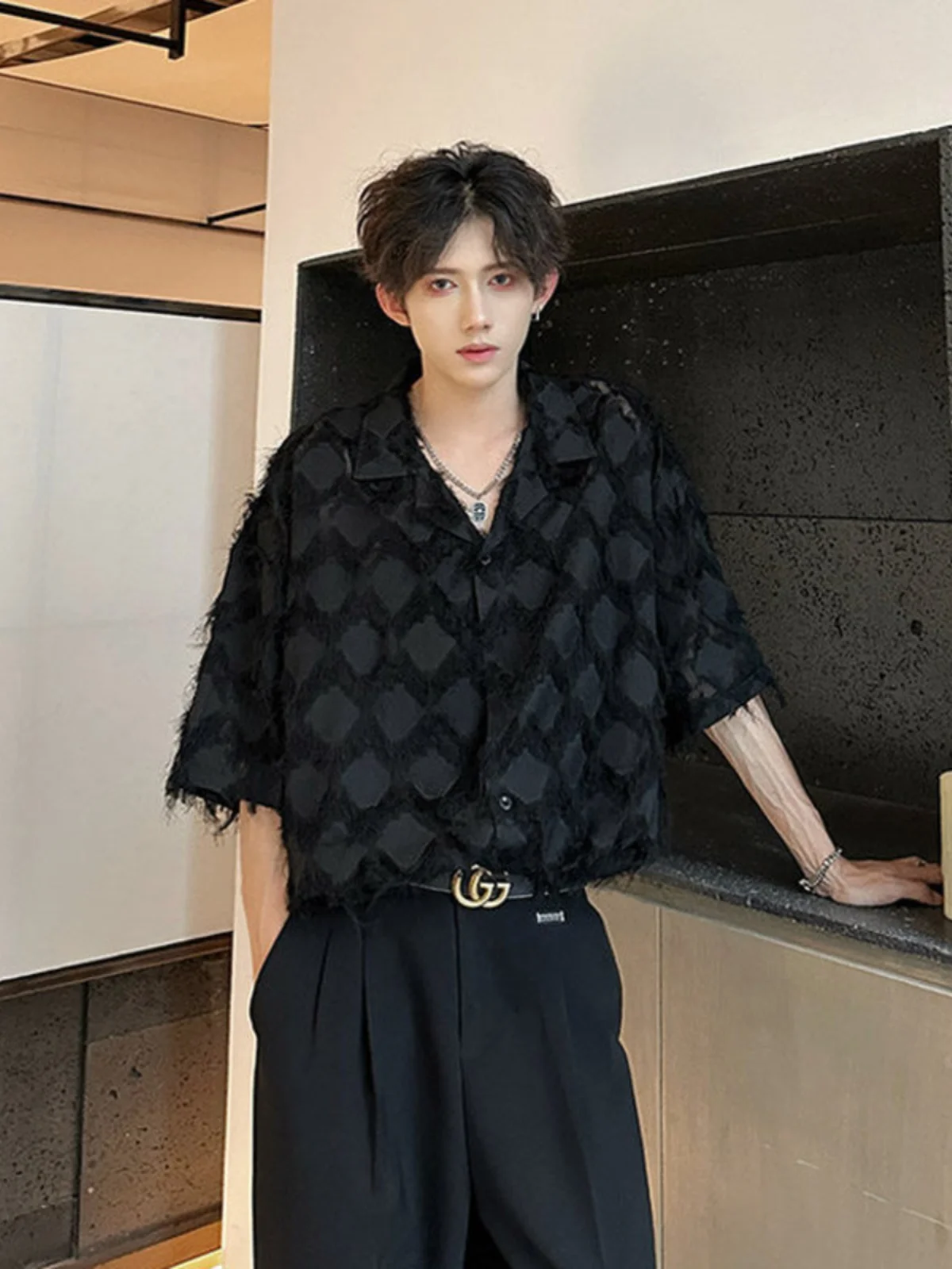 Bla ort Sve Cuban Collar irt Faionable Urban Loose Fit Summer Menswear Sli Tassel Detail Tailored Look
Bla ort Sve Cuban Collar irt Faionable Urban Loose Fit Summer Menswear Sli Tassel Detail Tailored Look