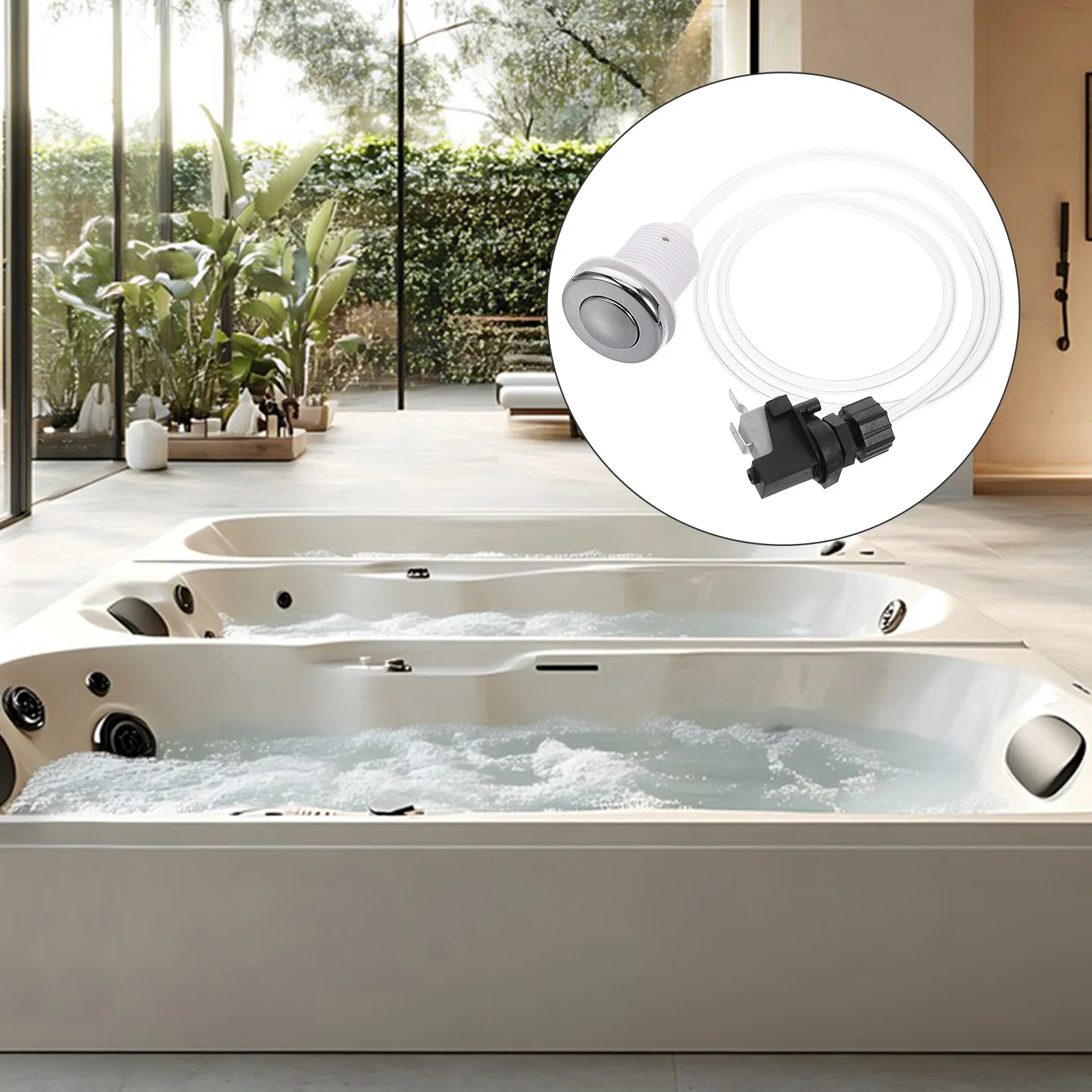 Pneumatic Air Pressure Switch Built-in Micro Switch Button on Off Control for Bathtub Spa Massage Garbage Disposal