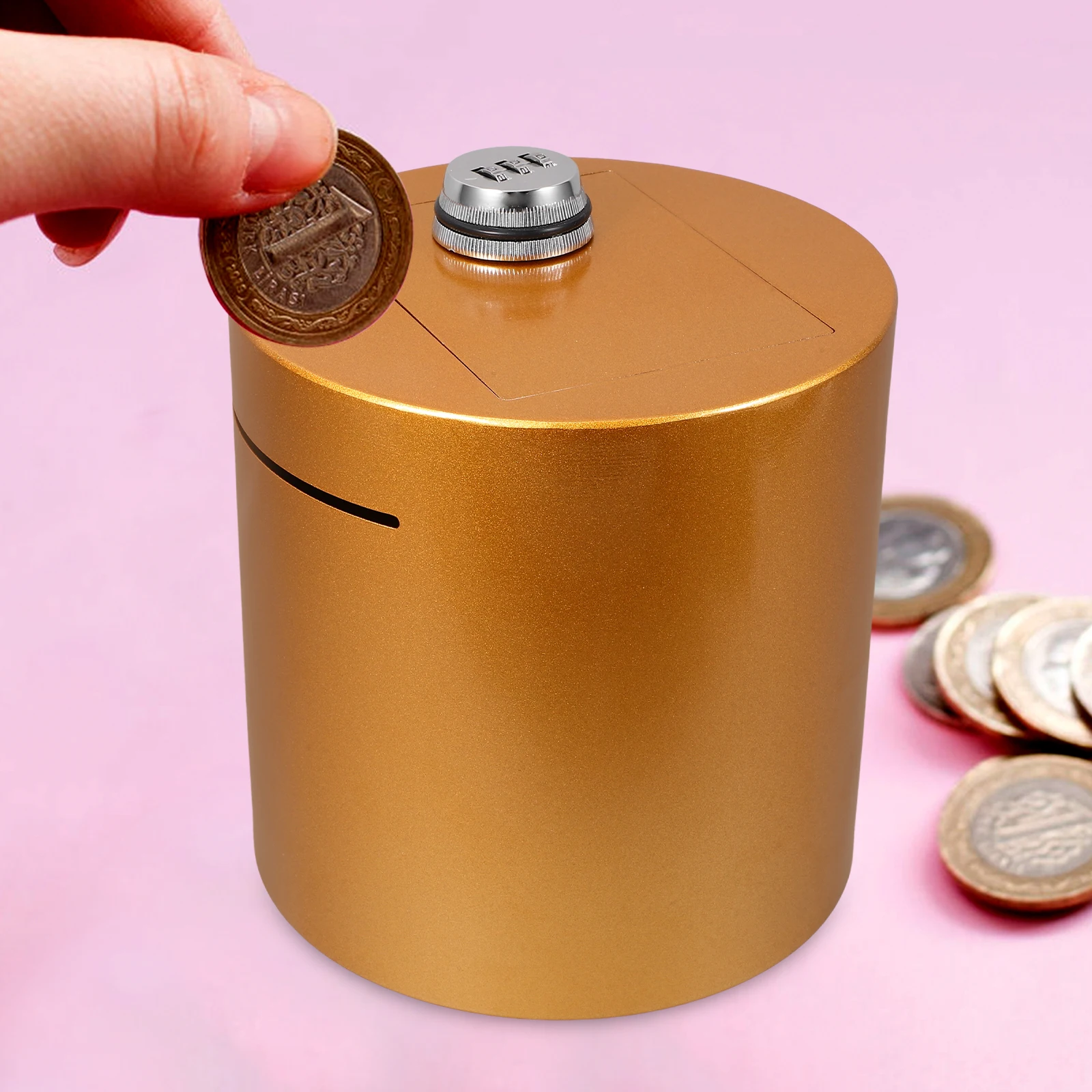 Metal Password Piggy Bank 15x15cm Piggy Bank Cylinder Gold Medium Coin Money Box Save Change Container Storage
Metal Password Piggy Bank 15x15cm Piggy Bank Cylinder Gold Medium Coin Money Box Save Change Container Storage