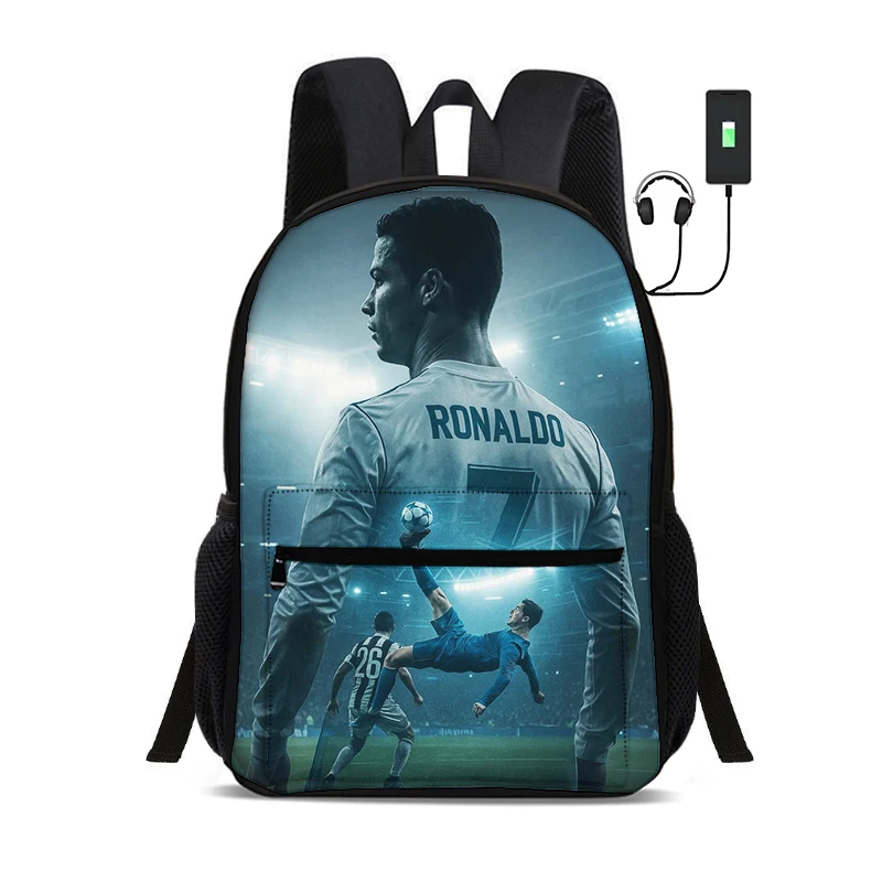 Football Sport School bags Backpack with USB interface Bag for Ronaldo Child Student Rucksack CR Football Star Bookbag Kids Gift
Football Sport School bags Backpack with USB interface Bag for Ronaldo Child Student Rucksack CR Football Star Bookbag Kids Gift