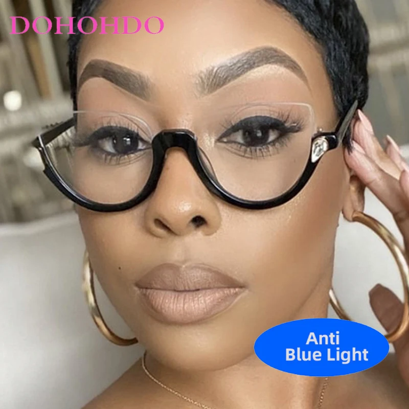 Fashion Vintage Half Frame Cat Eye Imitation Diamond Optical Glasses Men Women Luxury Brand Designer Computer Glasses For Gaming
Fashion Vintage Half Frame Cat Eye Imitation Diamond Optical Glasses Men Women Luxury Brand Designer Computer Glasses For Gaming