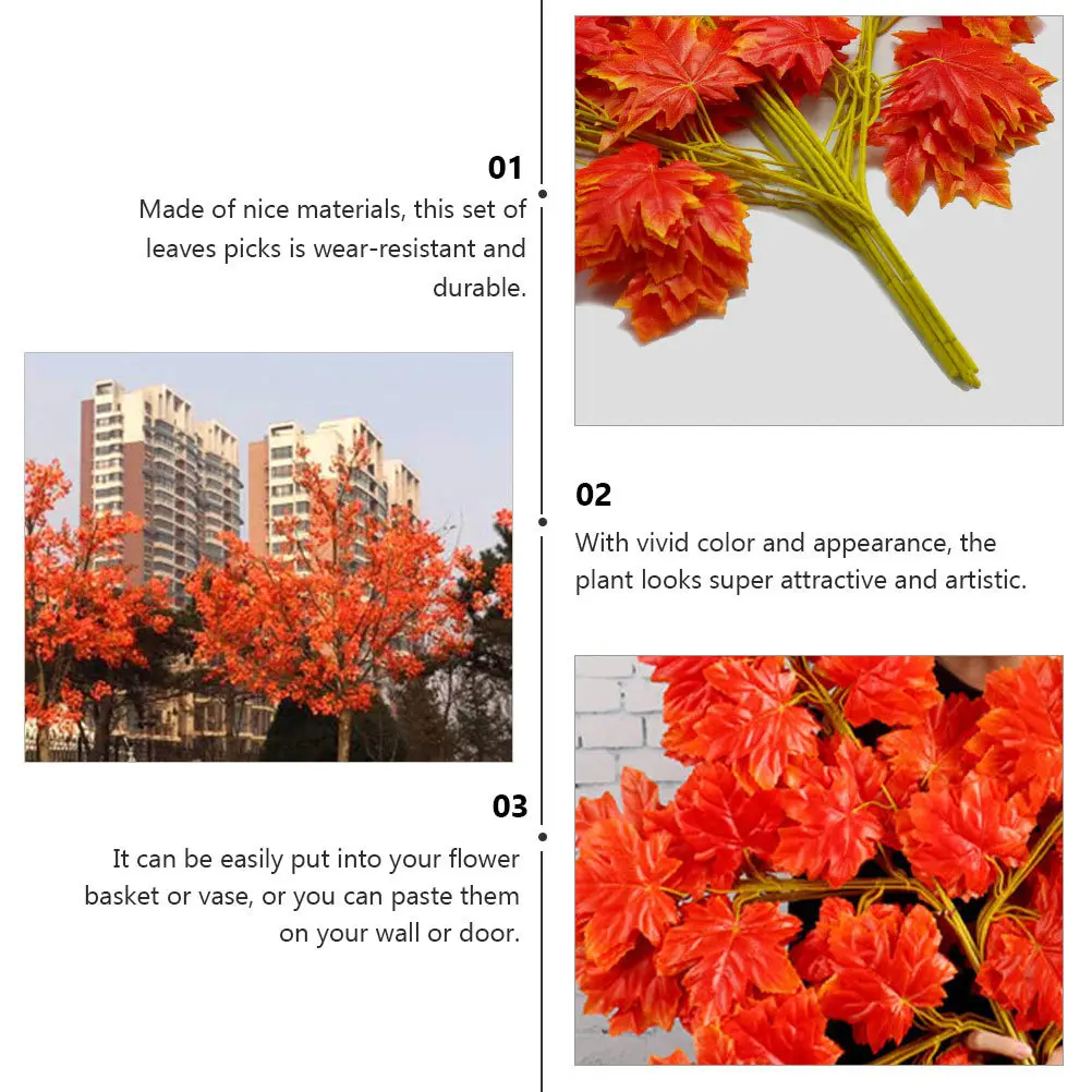 12Pcs Plastic Simulation Leaves Branch Artificial Vivid Color Long-Lasting Home Decor Flower Basket Vase Ornament
12Pcs Plastic Simulation Leaves Branch Artificial Vivid Color Long-Lasting Home Decor Flower Basket Vase Ornament