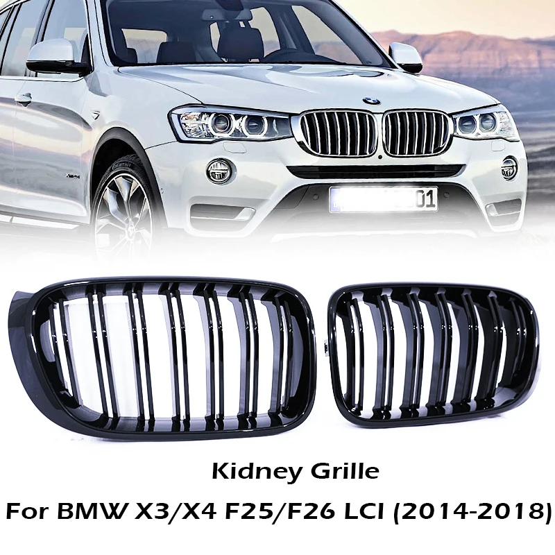 Двойная планка, глянцевая черная гоночная решетка, передний бампер, решетка в стиле Kindey M для BMW X3 X4 F25 F26 Facelift 2014-2018, автомобильные аксессуары
Двойная планка, глянцевая черная гоночная решетка, передний бампер, решетка в стиле Kindey M для BMW X3 X4 F25 F26 Facelift 2014-2018, автомобильные аксессуары