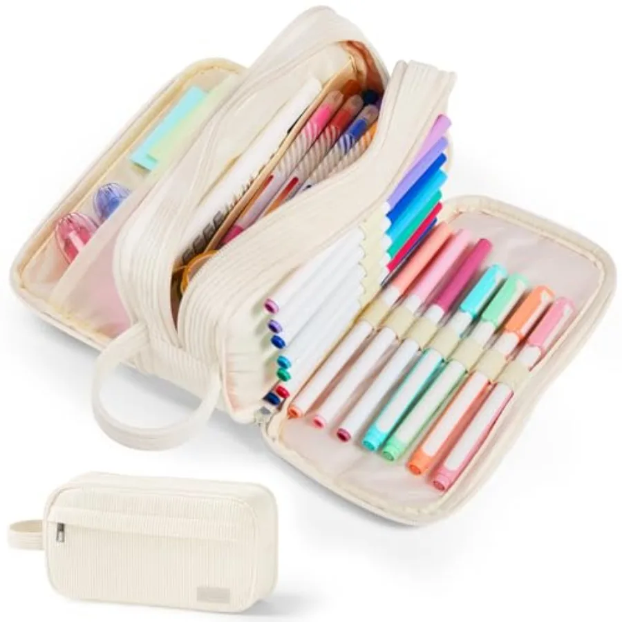 High Capacity Pencil Case, Soft Corduroy Pencil Pouch with 4 Compartments, Multiple Pockets, Large Pencil Bag with Sturdy Zippe
High Capacity Pencil Case, Soft Corduroy Pencil Pouch with 4 Compartments, Multiple Pockets, Large Pencil Bag with Sturdy Zippe