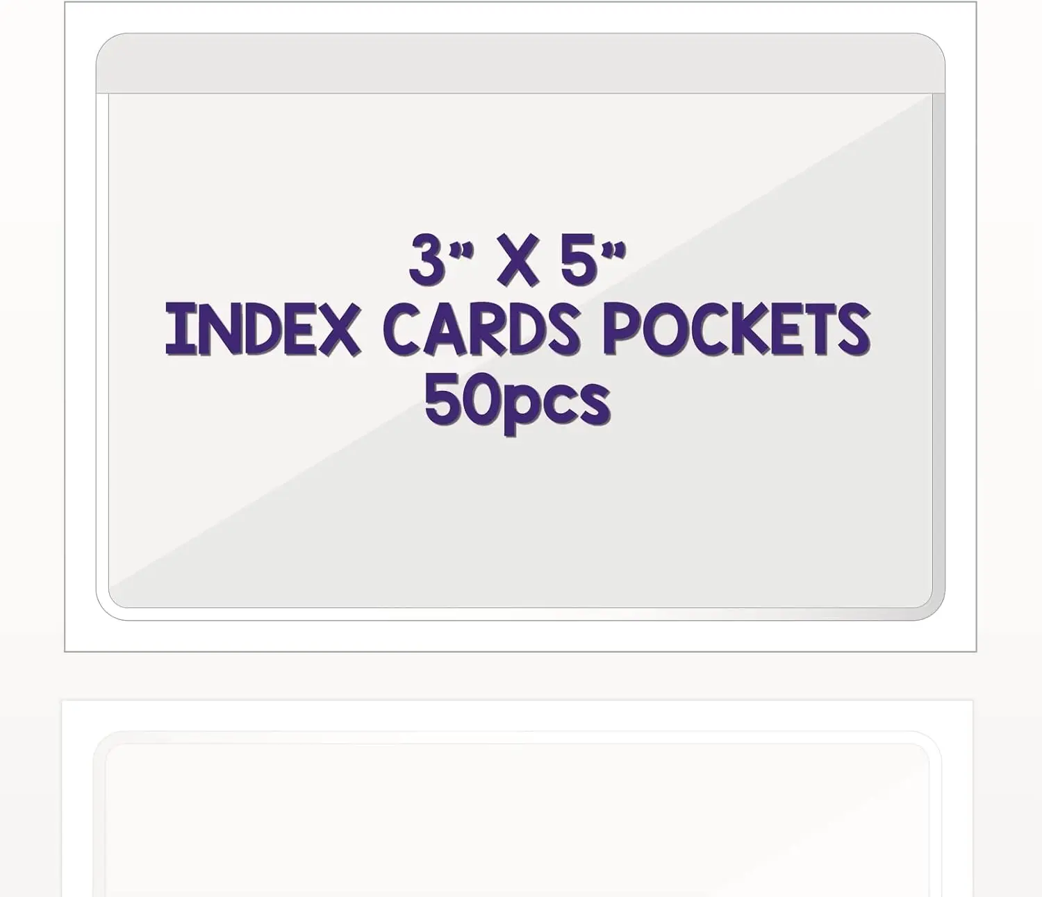 50 Pack Clear Adhesive Index Card Pockets with Top Open Loading for Storage Bins, Library, Office Organization
50 Pack Clear Adhesive Index Card Pockets with Top Open Loading for Storage Bins, Library, Office Organization