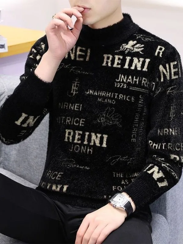 Мужской вязаный свитер с кристаллами и высоким воротником, повседневный зимний базовый слой, с вышивкой букв, утолщенный, с длинными рукавами
Мужской вязаный свитер с кристаллами и высоким воротником, повседневный зимний базовый слой, с вышивкой букв, утолщенный, с длинными рукавами