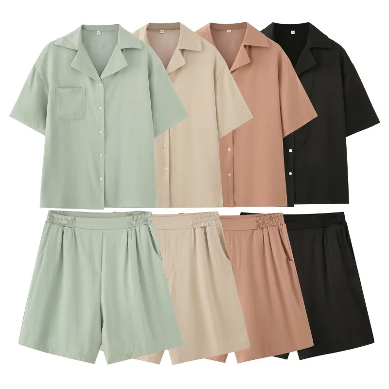 TRAFZR Women's Shorts Set 2025 Spring Fall Blazer Collar Relaxed Top & Wide Leg Elastic Waist Shorts Solid Color Home to Street
TRAFZR Women's Shorts Set 2025 Spring Fall Blazer Collar Relaxed Top & Wide Leg Elastic Waist Shorts Solid Color Home to Street