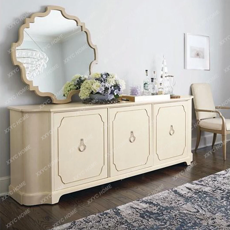 Z Solid wood dining side cabinet retro ivory white living room storage locker
Z Solid wood dining side cabinet retro ivory white living room storage locker