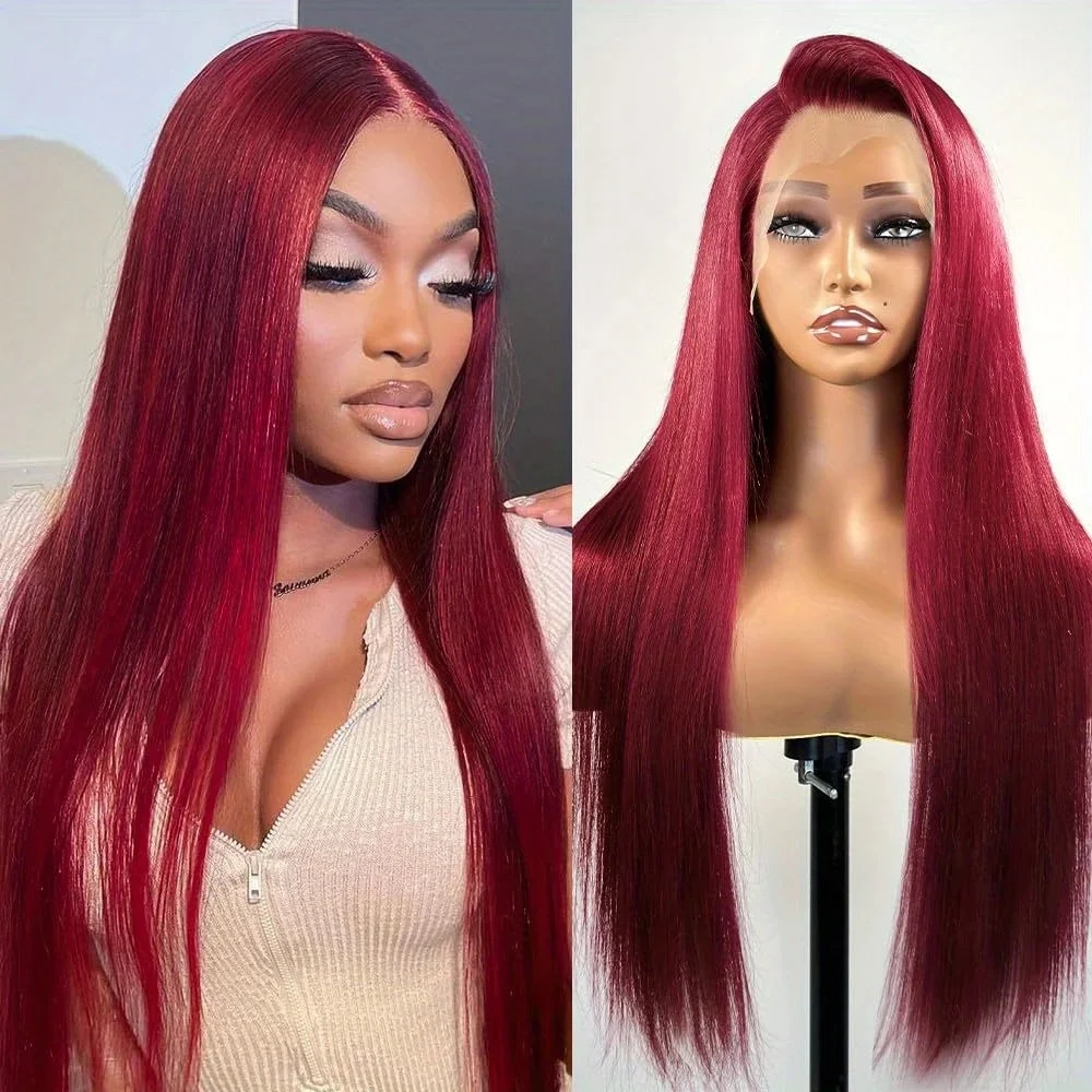 220% Density Lace Front Wigs Human Hair Red Color Transparent Pre Plucked Straight Burgundy 13x4 Lace Frontal Wig For Women 99J
220% Density Lace Front Wigs Human Hair Red Color Transparent Pre Plucked Straight Burgundy 13x4 Lace Frontal Wig For Women 99J