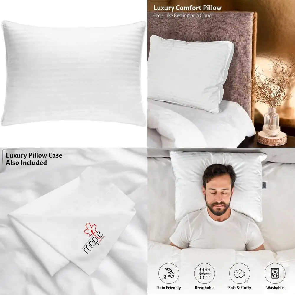 Роскошная подушка из канадского белого гусиного пуха — 80% перьев, пух 20%, чехол из 100% хлопка
Роскошная подушка из канадского белого гусиного пуха — 80% перьев, пух 20%, чехол из 100% хлопка