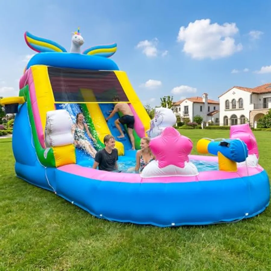 Inflatable Commercial Grade Water Slide with Pool for Backyard Party Outdoor: 21 Feet L, Premium PVC, Blue, 1100W Blower
Inflatable Commercial Grade Water Slide with Pool for Backyard Party Outdoor: 21 Feet L, Premium PVC, Blue, 1100W Blower