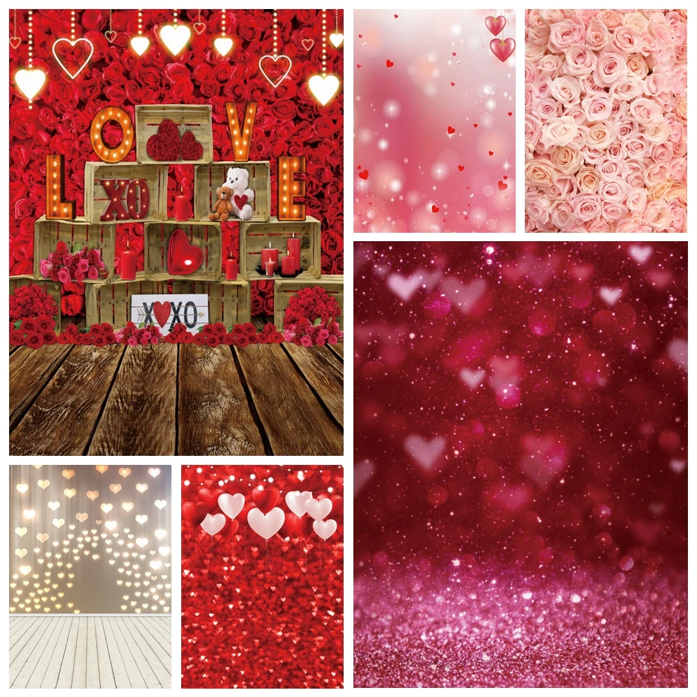 February 14 Valentine's Day Backdrop Photography Red Rose Love Heart Glitter Light Bokeh Floral Wedding Portrait Background
February 14 Valentine's Day Backdrop Photography Red Rose Love Heart Glitter Light Bokeh Floral Wedding Portrait Background