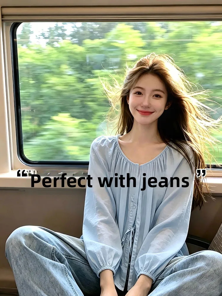 Sun Protection Silk Lantern Sleeve Shirt Women Summer Thin Outerwear Cardigan Tie Belted Top Korean Style Loose Fit Long Sleeve
Sun Protection Silk Lantern Sleeve Shirt Women Summer Thin Outerwear Cardigan Tie Belted Top Korean Style Loose Fit Long Sleeve
