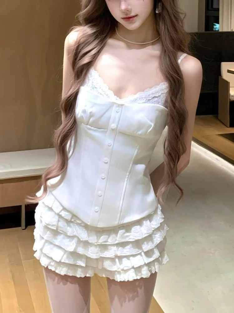 New Summer Sexy Spicy Elegant 2 Piece Set Women Y2k Sleeveless Tops + Mini Skirts Japanese Casual Vintage Korean Popular Clothes
New Summer Sexy Spicy Elegant 2 Piece Set Women Y2k Sleeveless Tops + Mini Skirts Japanese Casual Vintage Korean Popular Clothes