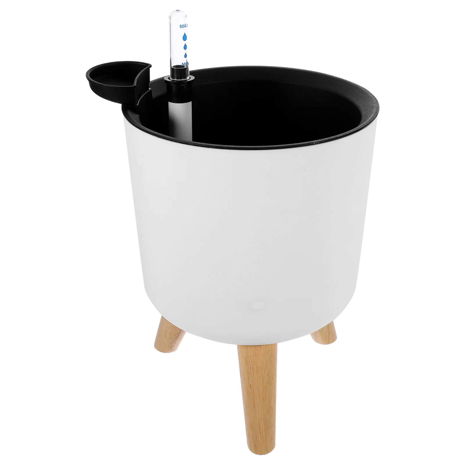 Modern Flower Pot Wooden Legs White Medium Size Water Level Indicator Home Planter for Indoor Plants Balcony
Modern Flower Pot Wooden Legs White Medium Size Water Level Indicator Home Planter for Indoor Plants Balcony