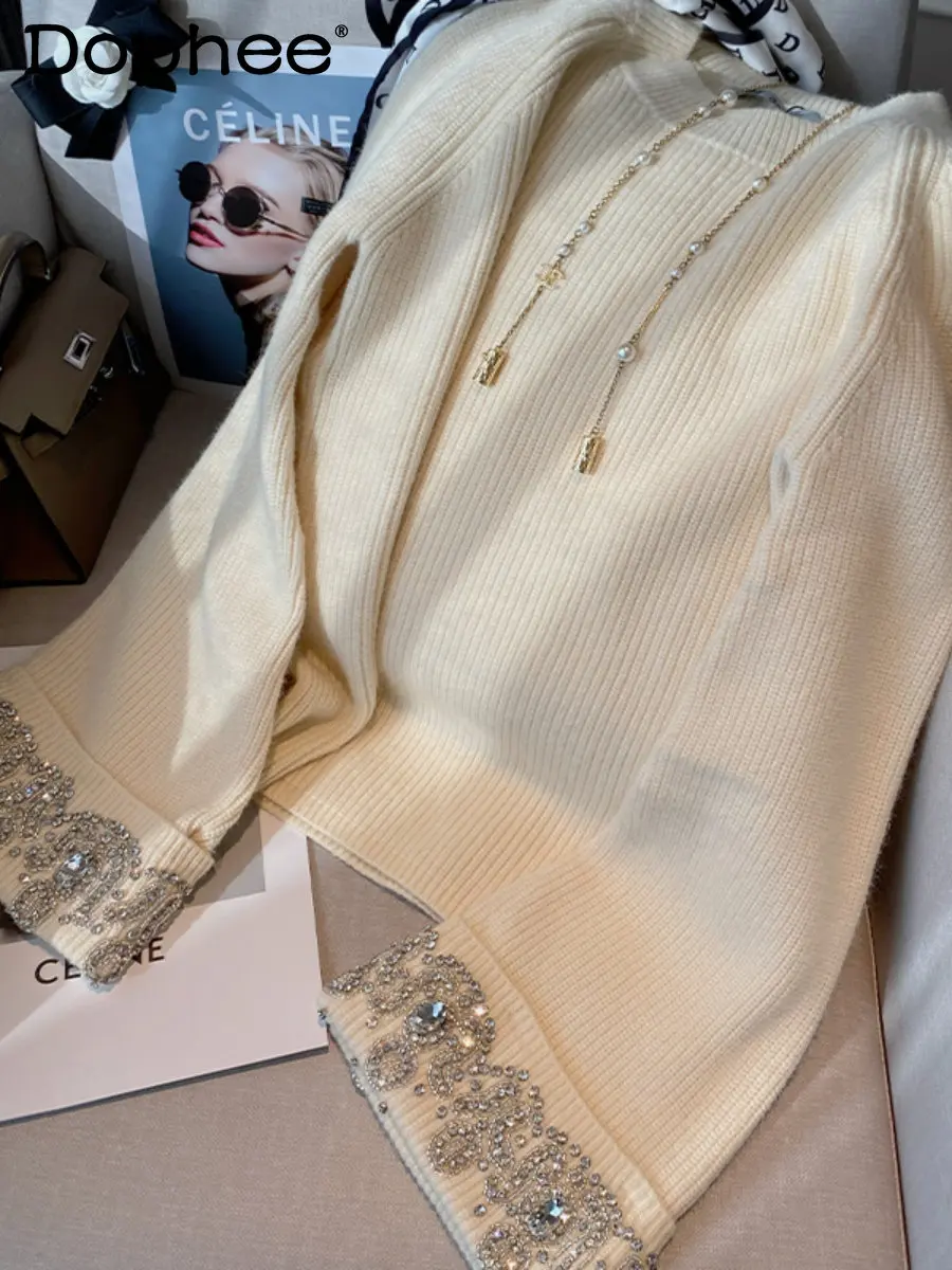 High Quality Loose Oversized Sweater Women 2022 Autumn Winter New Clothes Rhinestone O-neck Long Sleeve Solid Sweater Outerwear
High Quality Loose Oversized Sweater Women 2022 Autumn Winter New Clothes Rhinestone O-neck Long Sleeve Solid Sweater Outerwear