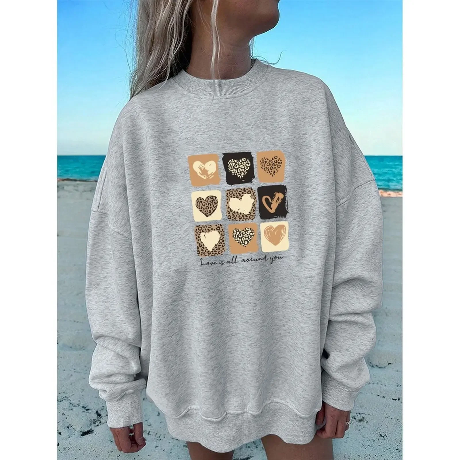 Womens Round Neck Long-sleeve Velvet Winter Casual Positive Words Heart-shaped Leopard Print Sweatshirt Sweater Winter For Women
Womens Round Neck Long-sleeve Velvet Winter Casual Positive Words Heart-shaped Leopard Print Sweatshirt Sweater Winter For Women