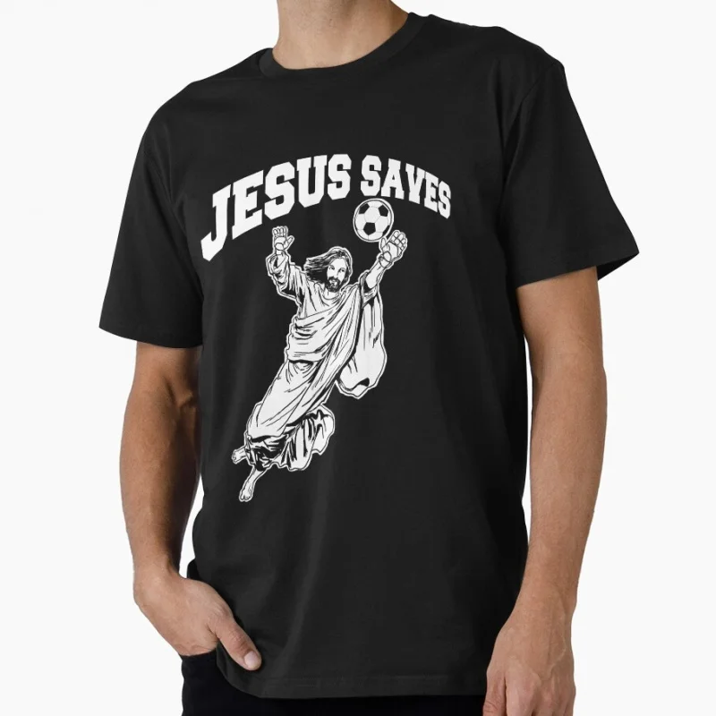 Jesus saves soccer goalie Funny Football Gift T shirt for Soccer Sport 100% cotton Short sleeve Graphic clothes US Size S-6XL
Jesus saves soccer goalie Funny Football Gift T shirt for Soccer Sport 100% cotton Short sleeve Graphic clothes US Size S-6XL