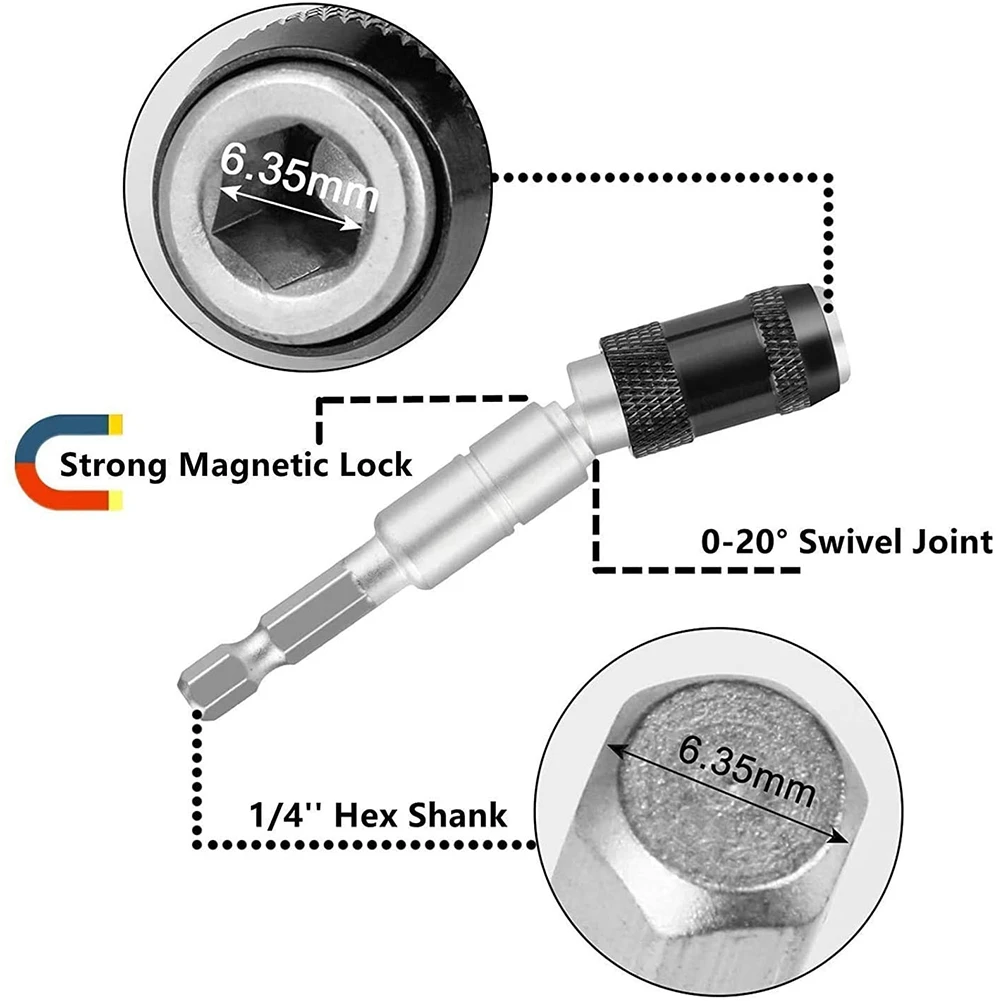 A45M-1/4 Magnetic Screw Drill Tip,Magnetic Pivot Drill Bit Holder,20 Degree Bendable Magnetic Drill Extender 3Pcs
A45M-1/4 Magnetic Screw Drill Tip,Magnetic Pivot Drill Bit Holder,20 Degree Bendable Magnetic Drill Extender 3Pcs
