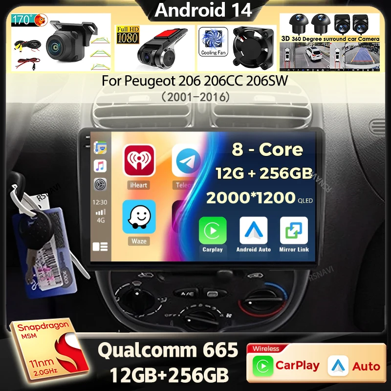 Автомобильный радиоприемник Android 14 для Peugeot 206 206CC 206SW 2001 2002-2016 Навигация GPS Мультимедийный плеер Стерео Wi-Fi + 4G Carplay DSP BT
Автомобильный радиоприемник Android 14 для Peugeot 206 206CC 206SW 2001 2002-2016 Навигация GPS Мультимедийный плеер Стерео Wi-Fi + 4G Carplay DSP BT