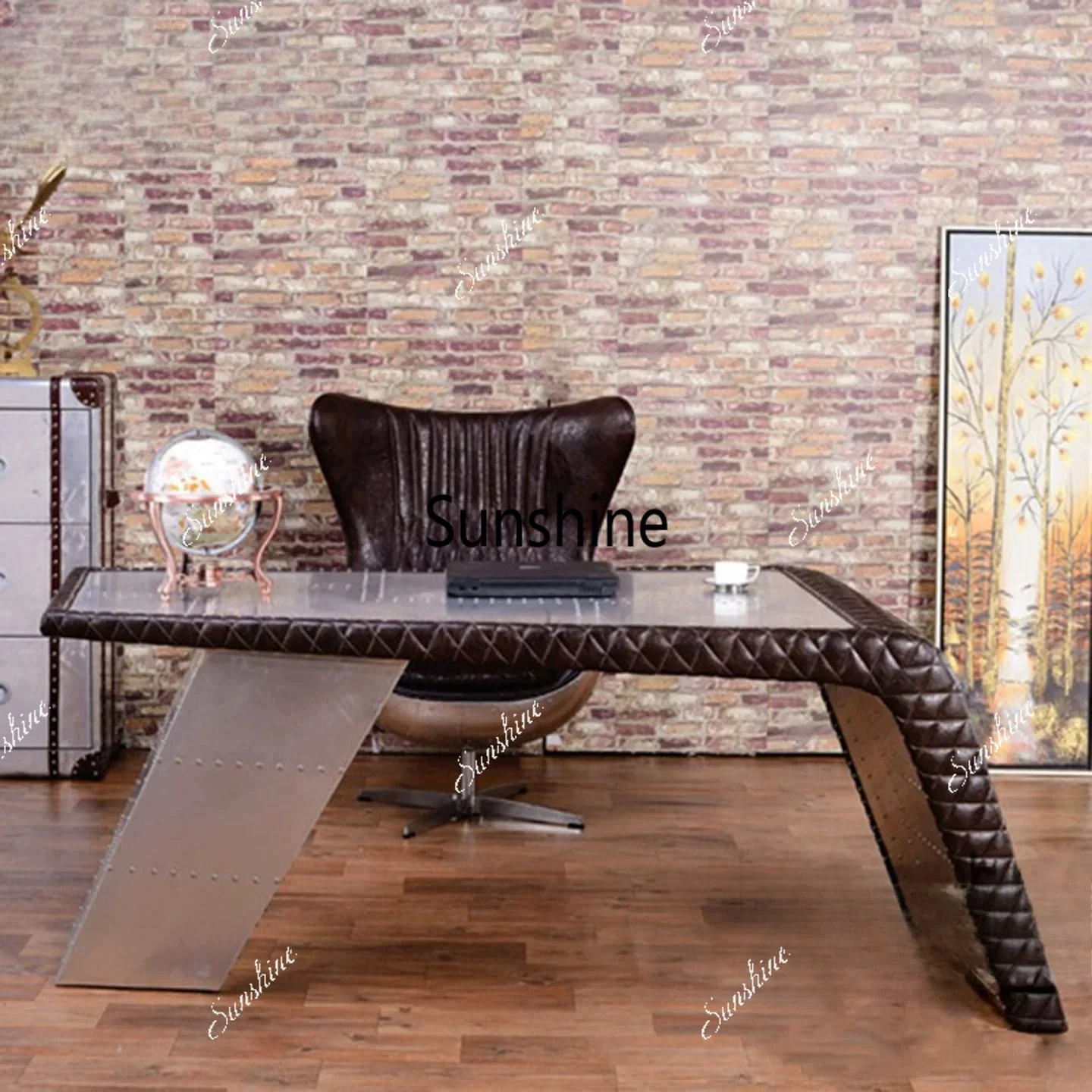 Industrial style office desk and chair combination American retro metal table
Industrial style office desk and chair combination American retro metal table