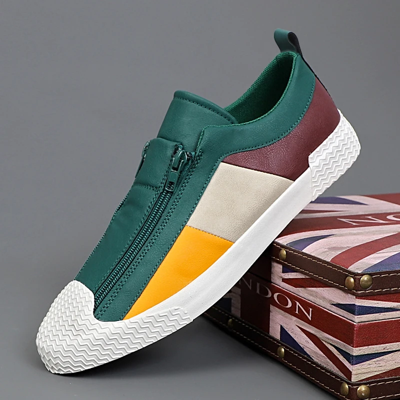 2026 New Spring Summer Men Color Block Casual Leather Shoes Side Zipper Low Top Sneakers Trend Soft Sole Versatile Breathable Co
2026 New Spring Summer Men Color Block Casual Leather Shoes Side Zipper Low Top Sneakers Trend Soft Sole Versatile Breathable Co