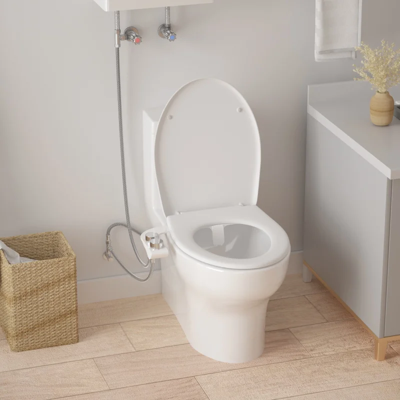 White double-knob hot and cold water adjustable body cleaner intelligent toilet cover without electric woman washer.
White double-knob hot and cold water adjustable body cleaner intelligent toilet cover without electric woman washer.