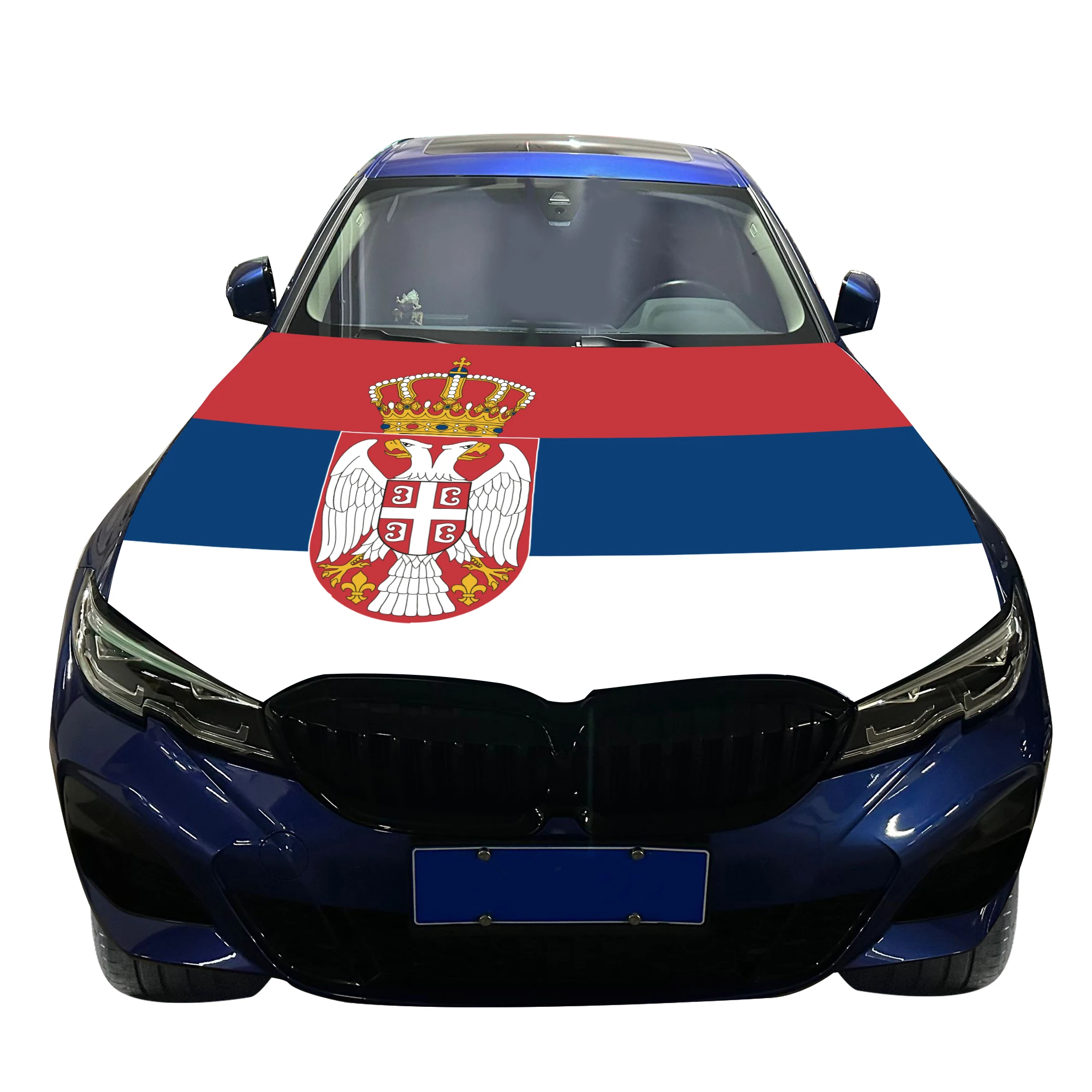 Serbia Car Hood Cover Flag Universal Size Elastic Polyester 120x150cm for Car Decor
Serbia Car Hood Cover Flag Universal Size Elastic Polyester 120x150cm for Car Decor