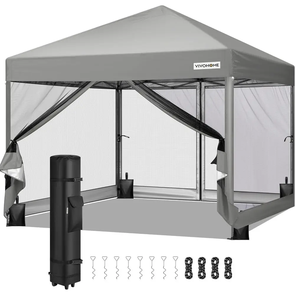 10x10 Instant Outdoor Tent with Mosquito Net, 2 Doors, and Carry Bag for Camping and Picnic Events in Grey
10x10 Instant Outdoor Tent with Mosquito Net, 2 Doors, and Carry Bag for Camping and Picnic Events in Grey