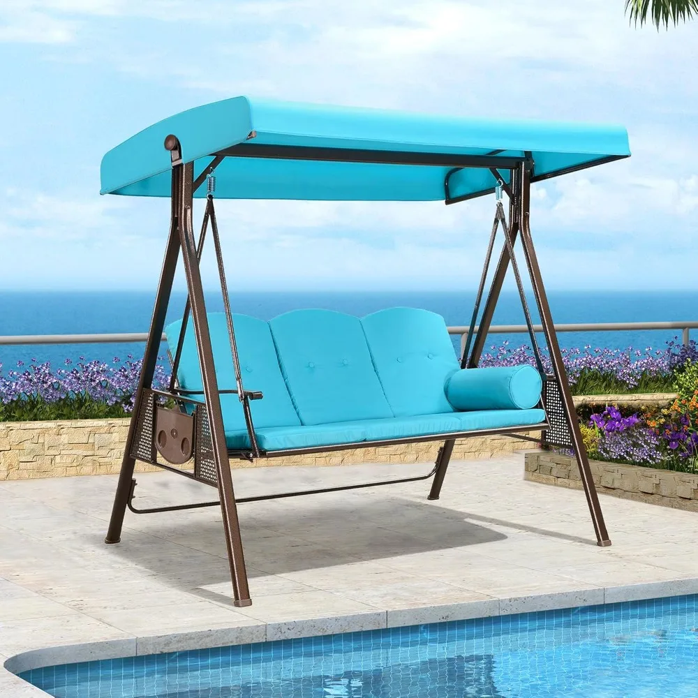 3-Seat Outdoor Patio Porch Swing with Weather Resistant Steel Frame, Adjustable Tilt Canopy, Cushions and Pillow Included
3-Seat Outdoor Patio Porch Swing with Weather Resistant Steel Frame, Adjustable Tilt Canopy, Cushions and Pillow Included