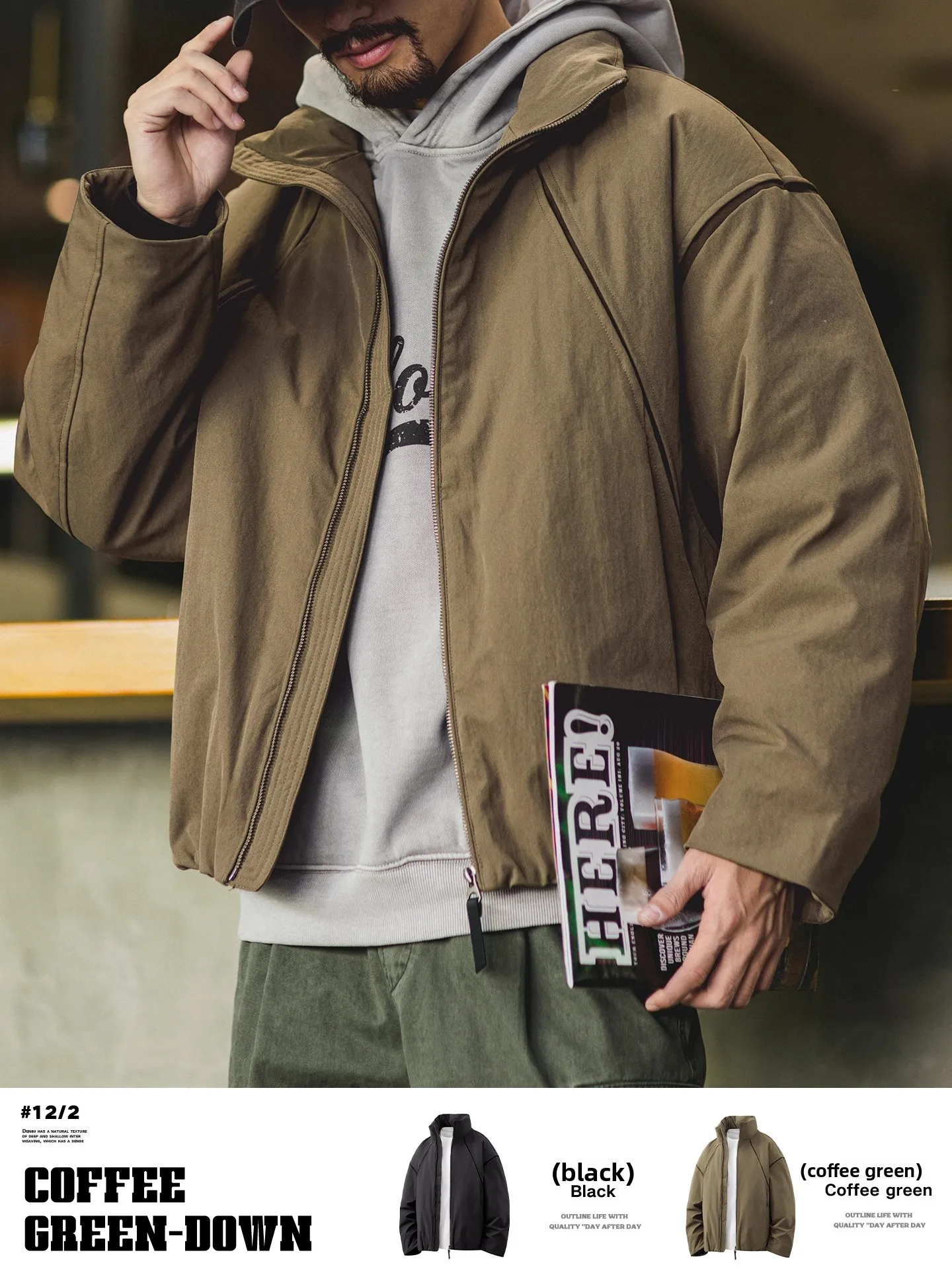 Loose Fit Men's down Jaet Large Size White Du Feather Stand Collar Casual Warm Top Outerwear Split Color Blo Design
Loose Fit Men's down Jaet Large Size White Du Feather Stand Collar Casual Warm Top Outerwear Split Color Blo Design