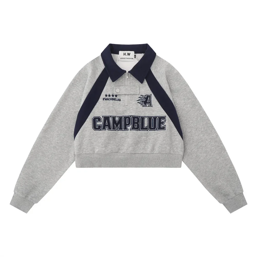 Letter Embroidery Color Blocking Long Sleeved Sweatshirt Hoodie Girls High Street Exposed Navel Casual Lapel Raglan SleeveTop
Letter Embroidery Color Blocking Long Sleeved Sweatshirt Hoodie Girls High Street Exposed Navel Casual Lapel Raglan SleeveTop