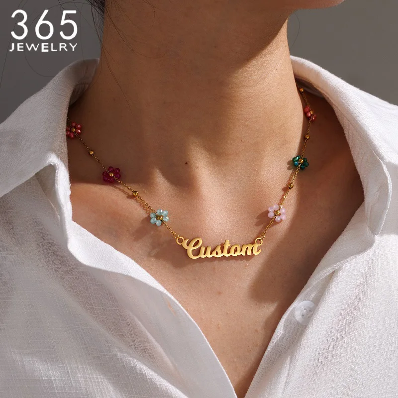 Custom Name Necklace Bracelet For Women Colorful Flower Bead Chain Stainless Steel Personalized Nameplate Necklace Jewelry Gift
Custom Name Necklace Bracelet For Women Colorful Flower Bead Chain Stainless Steel Personalized Nameplate Necklace Jewelry Gift