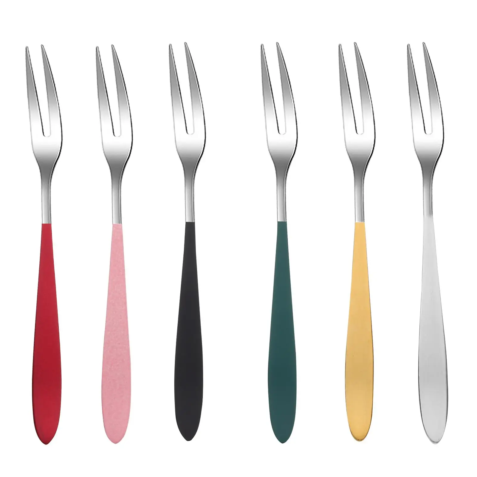 6pcs Stainless Steel Dessert Forks Fruit Cake Picks Elegant Tableware Set Silver Golden Pink Green Black Red forks for Party
6pcs Stainless Steel Dessert Forks Fruit Cake Picks Elegant Tableware Set Silver Golden Pink Green Black Red forks for Party