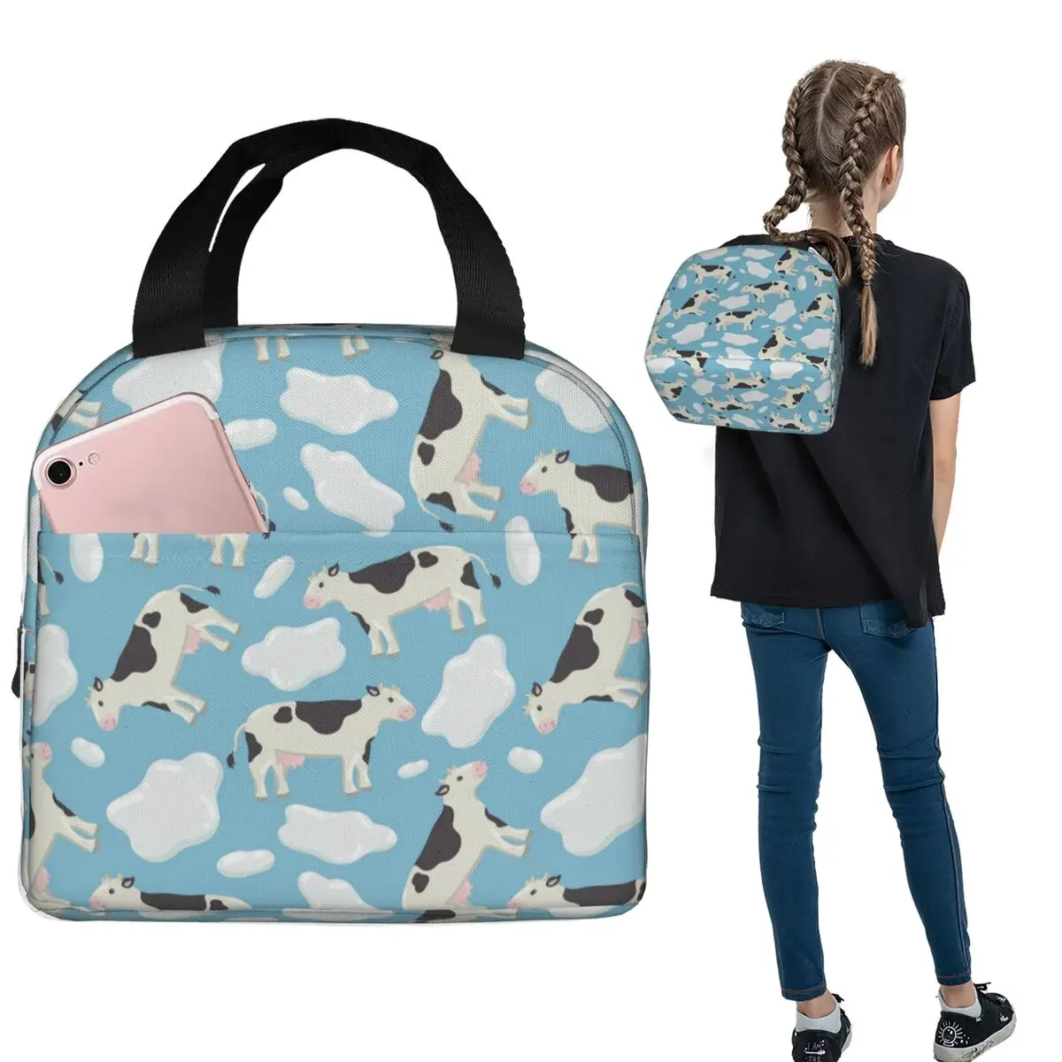 Dairy Cow Lunch Bags Insulated Bento Box Portable Lunch Tote Leakproof Cooler Thermal Bag for Woman Student Travel
Dairy Cow Lunch Bags Insulated Bento Box Portable Lunch Tote Leakproof Cooler Thermal Bag for Woman Student Travel