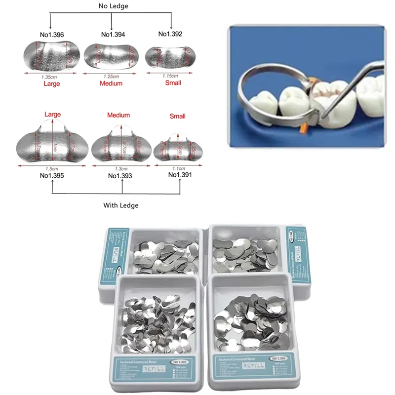 100Pcs Dental Matrix Band Kit Metal Rings & Contoured Matrices for Teeth Restoration Dental Filling Tools for Dentists
100Pcs Dental Matrix Band Kit Metal Rings & Contoured Matrices for Teeth Restoration Dental Filling Tools for Dentists