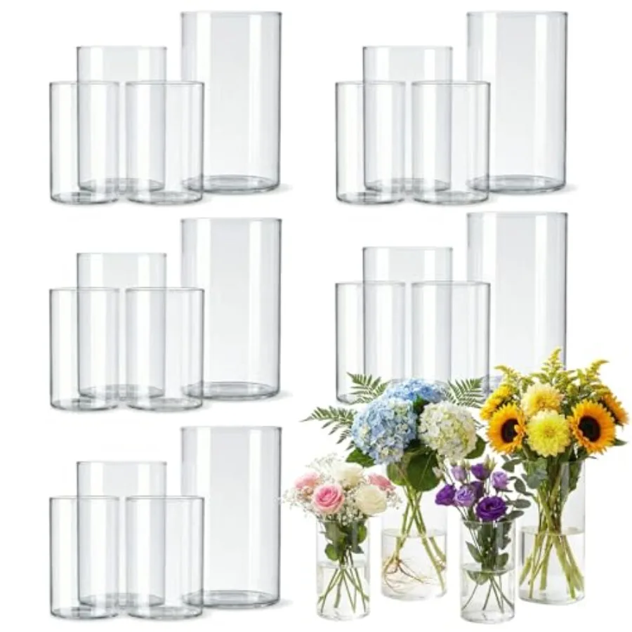 2pcs Glass Cylinder Vases for Centerpieces, Clear Flower Vases for Wedding Decorations and Indoor Home Decor, Hurricane Candle
2pcs Glass Cylinder Vases for Centerpieces, Clear Flower Vases for Wedding Decorations and Indoor Home Decor, Hurricane Candle